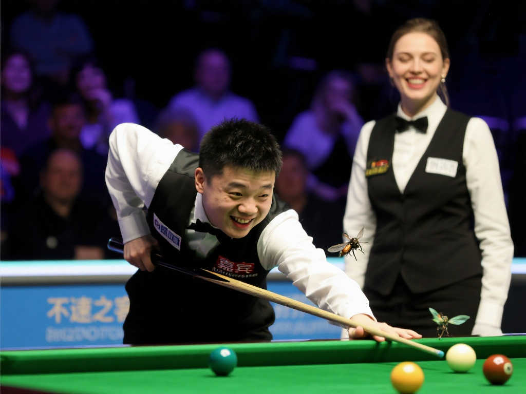 意外干扰！赵心童击球屡遭苍蝇“捣乱”，美女裁判波兹诺娃忍俊不禁